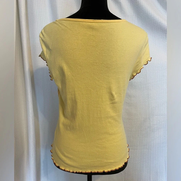Tangents V-neck Graphic Short Sleeve Yellow Tee T-shirt Size Medium - Picture 3 of 4
